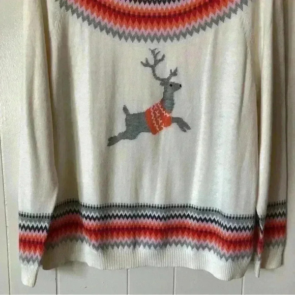 Talbots Lightweight Reindeer Cotton Blend Top Sweater Size L - Picture 9 of 9